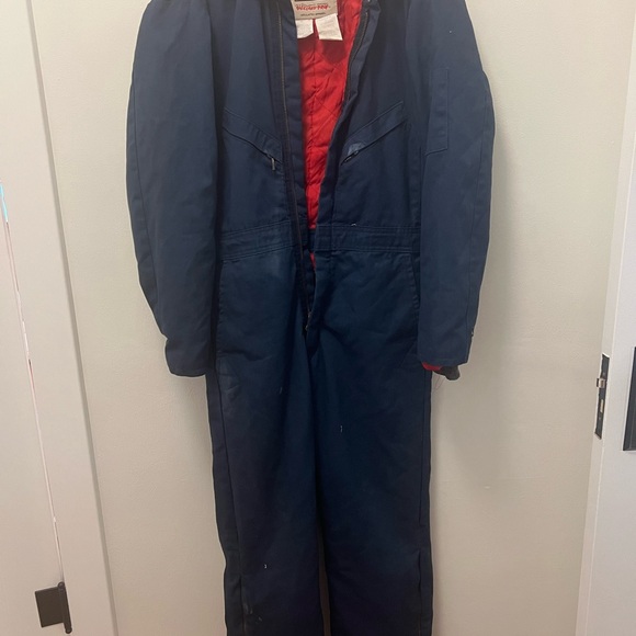 VINTAGE WALLS Blizard Pruf Men's Blue Coveralls Red Lining Size 34-36 - Picture 3 of 12